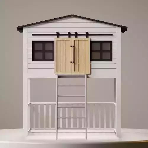 Children bunk bed wooden or used as a playhouse in the yard