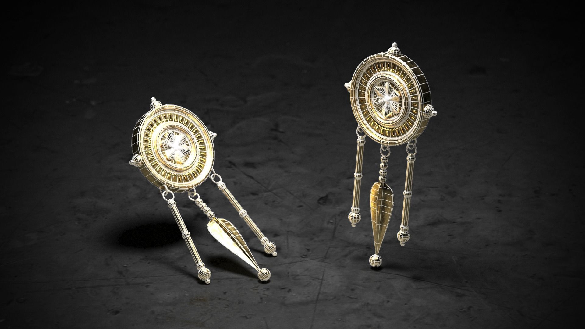 Ancient Necklace and Brooch Low-poly 3D model_7