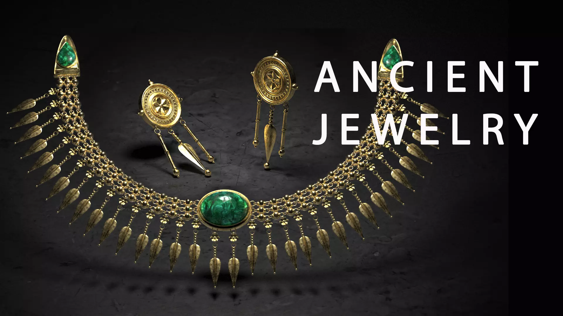 Ancient Necklace and Brooch Low-poly 3D model_0