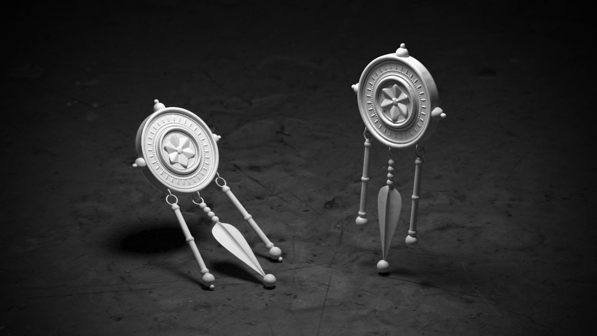 Ancient Necklace and Brooch Low-poly 3D model_6