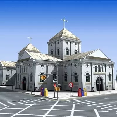 Low poly city block 18 Low-poly 3D model_0