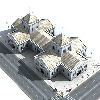 Low poly city block 18 Low-poly 3D model_1