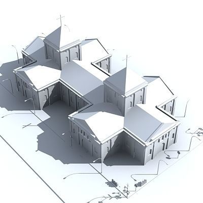 Low poly city block 18 Low-poly 3D model_2