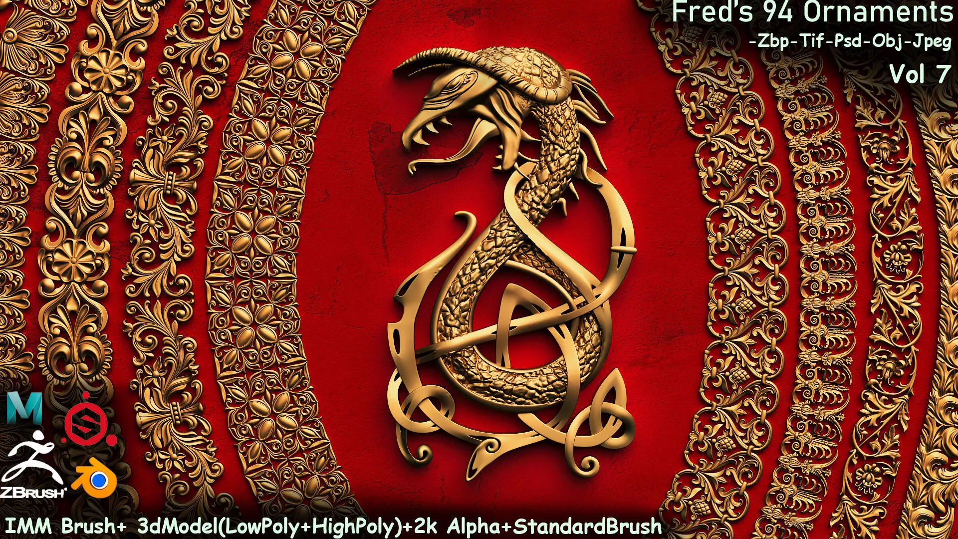 Fred ORNAMENT BRUSH Vol 7 - IMMBRUSH-3DModels-ALpha Low-poly 3D model_0