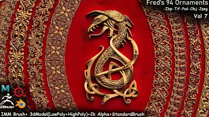 Fred ORNAMENT BRUSH Vol 7 - IMMBRUSH-3DModels-ALpha