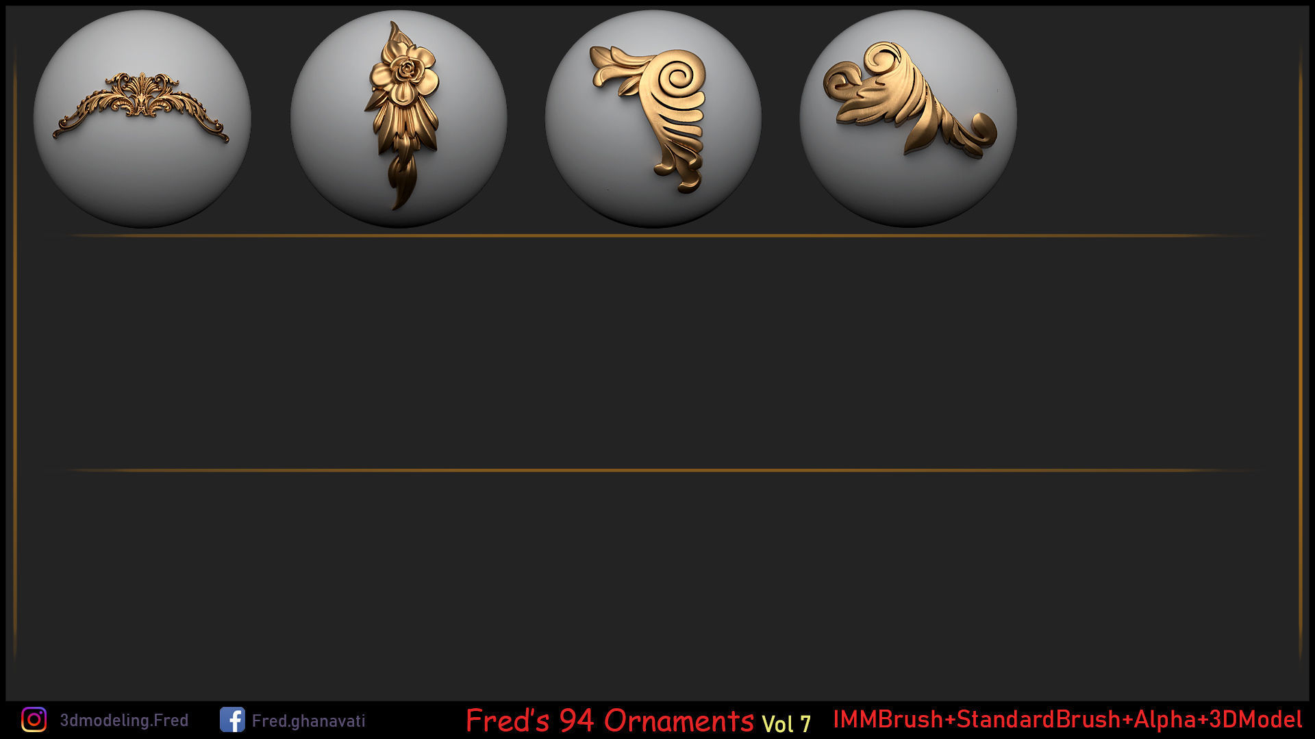 Fred ORNAMENT BRUSH Vol 7 - IMMBRUSH-3DModels-ALpha Low-poly 3D model_7