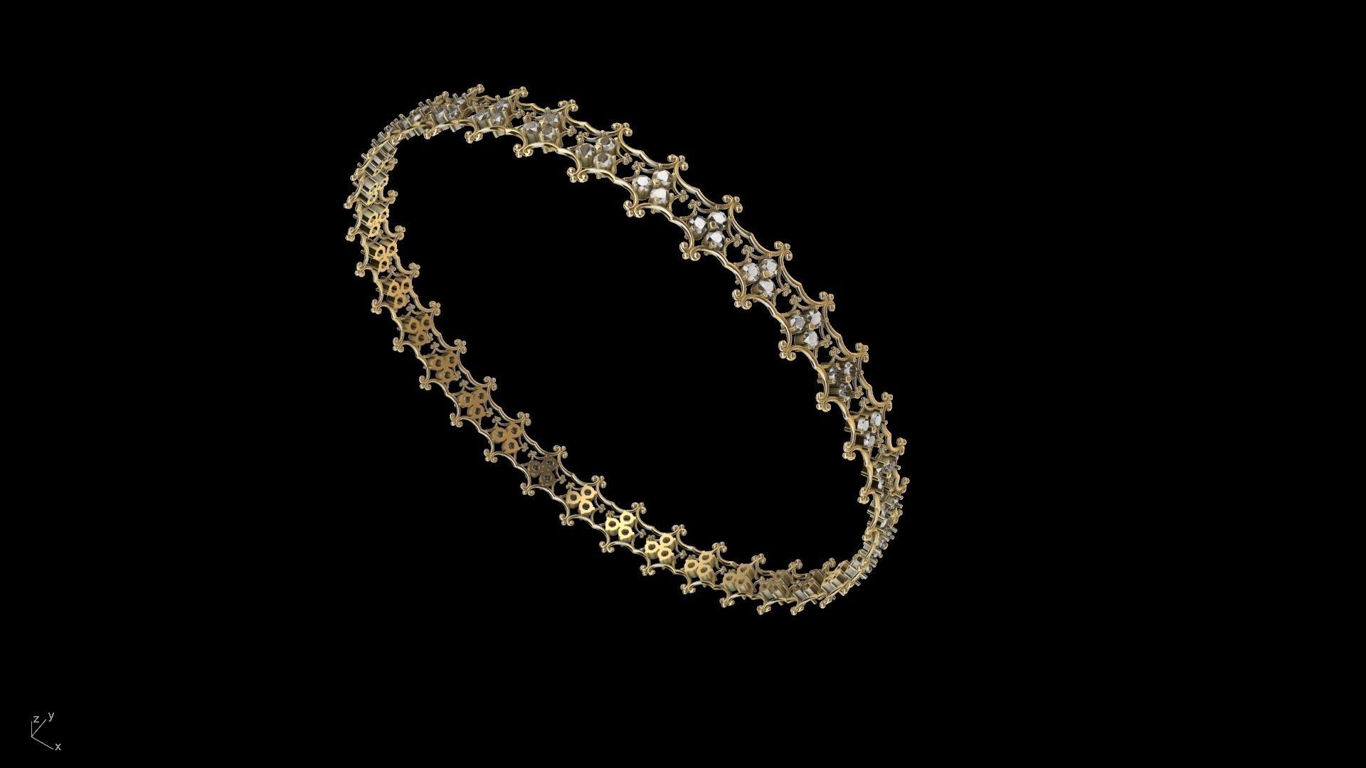 diamond ornament bangle stl verified  3D print model_13