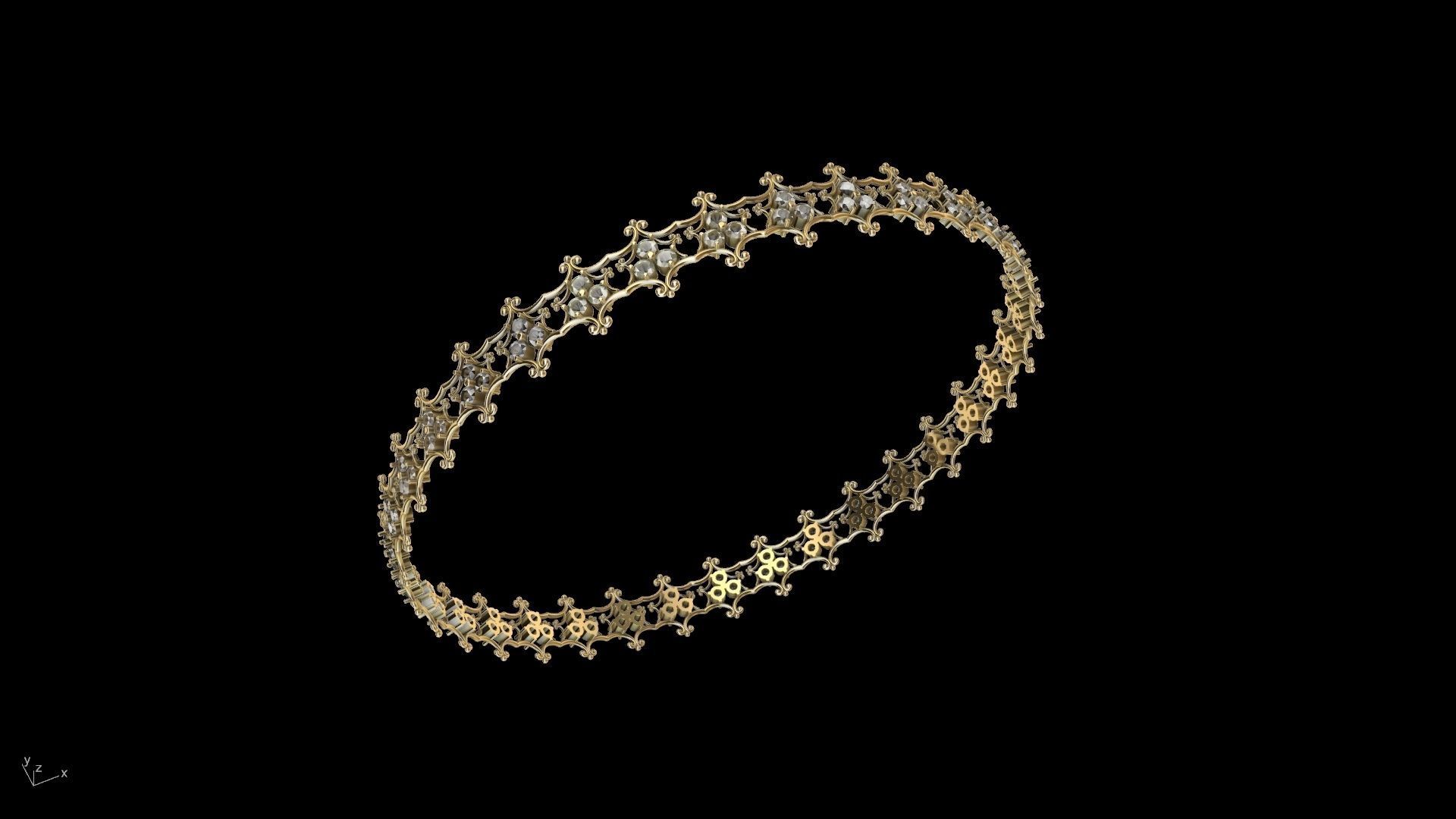 diamond ornament bangle stl verified  3D print model_4