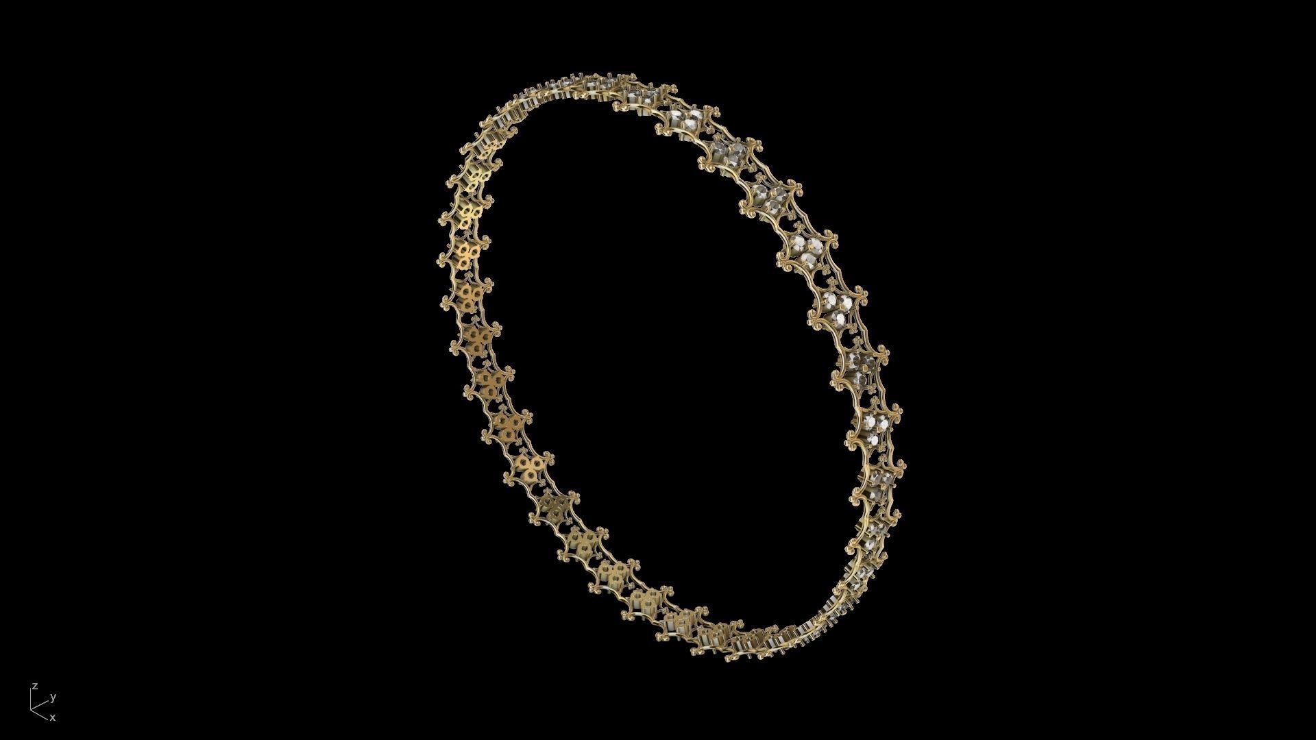 diamond ornament bangle stl verified  3D print model_18