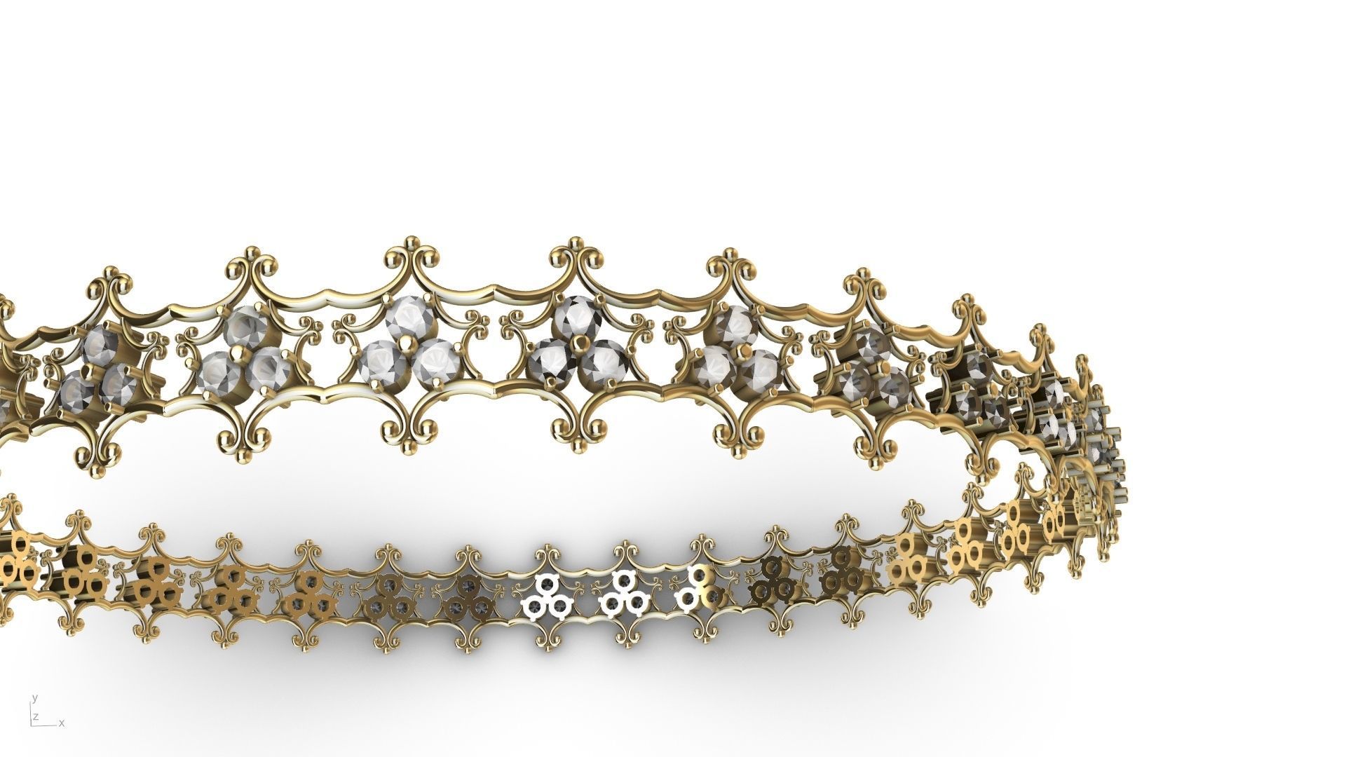 diamond ornament bangle stl verified  3D print model_3