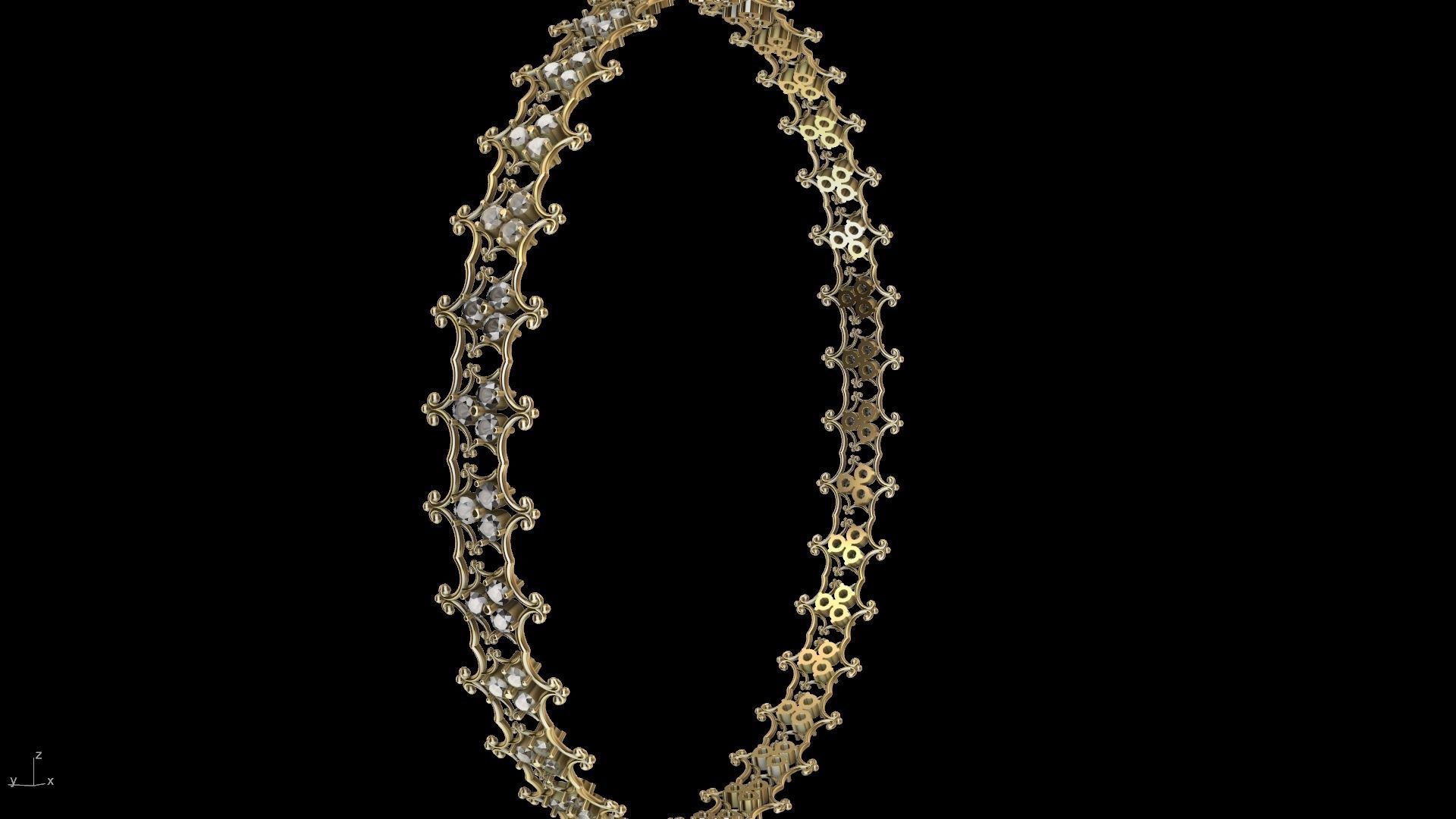 diamond ornament bangle stl verified  3D print model_19