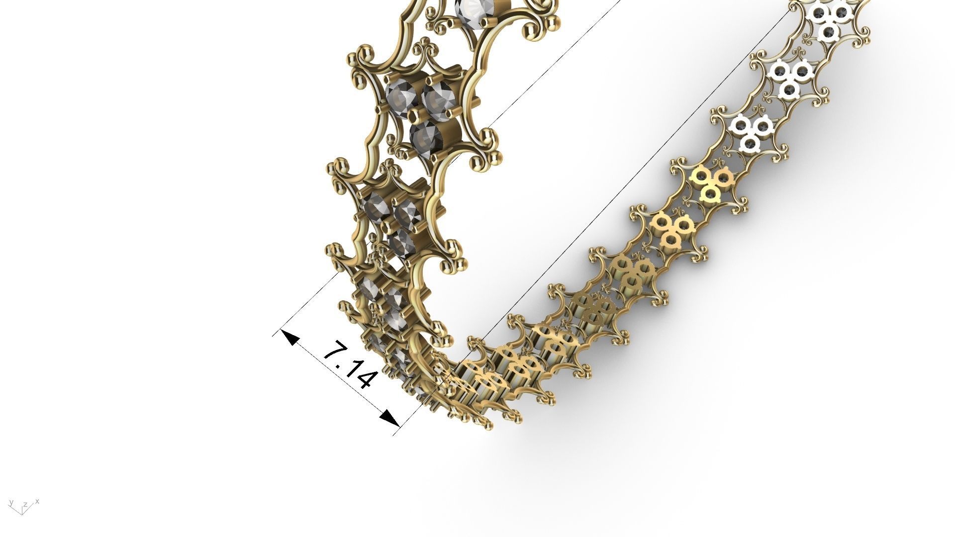 diamond ornament bangle stl verified  3D print model_11