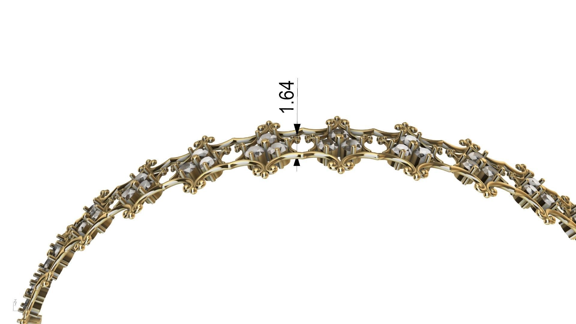 diamond ornament bangle stl verified  3D print model_12