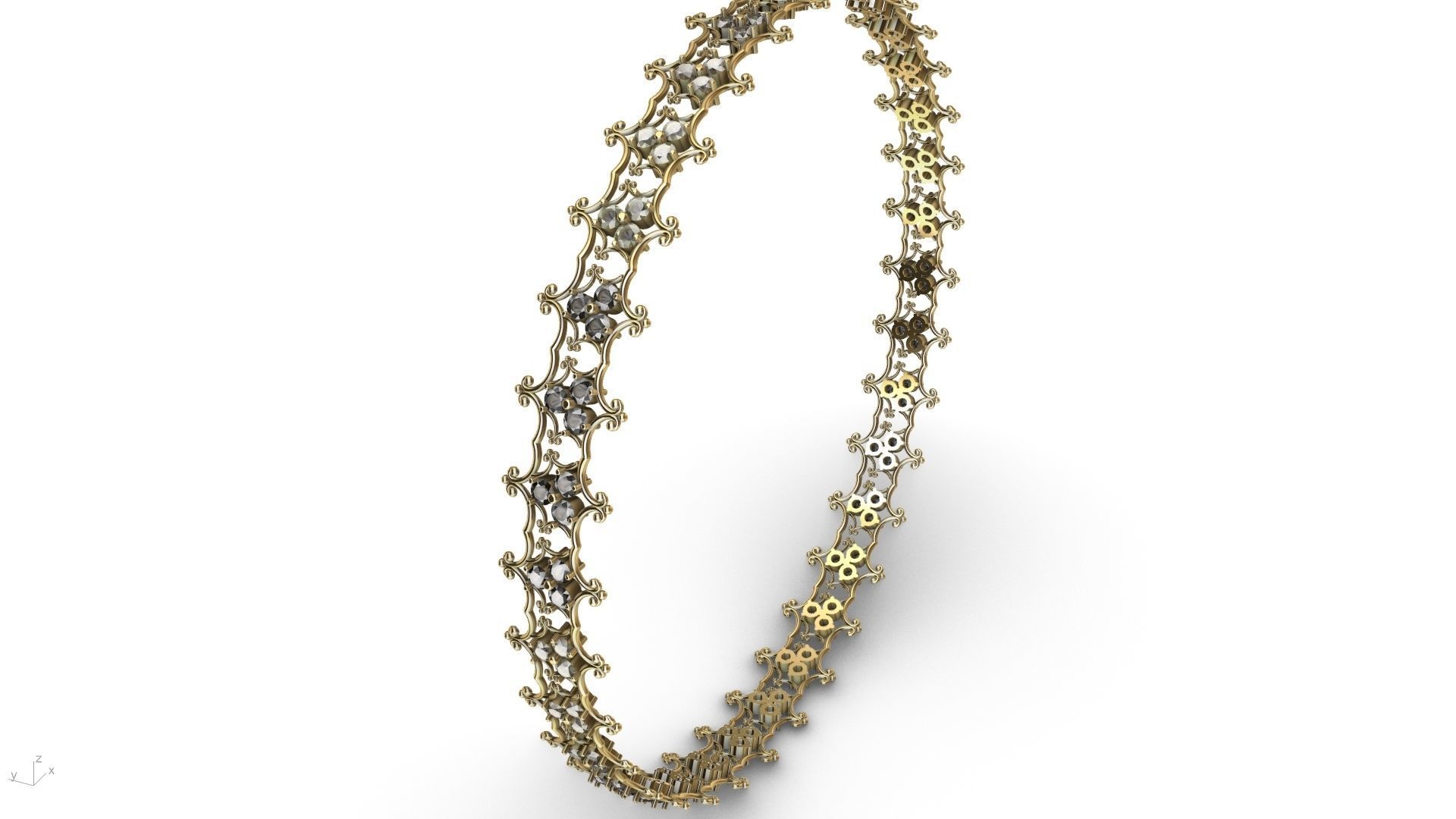 diamond ornament bangle stl verified  3D print model_9