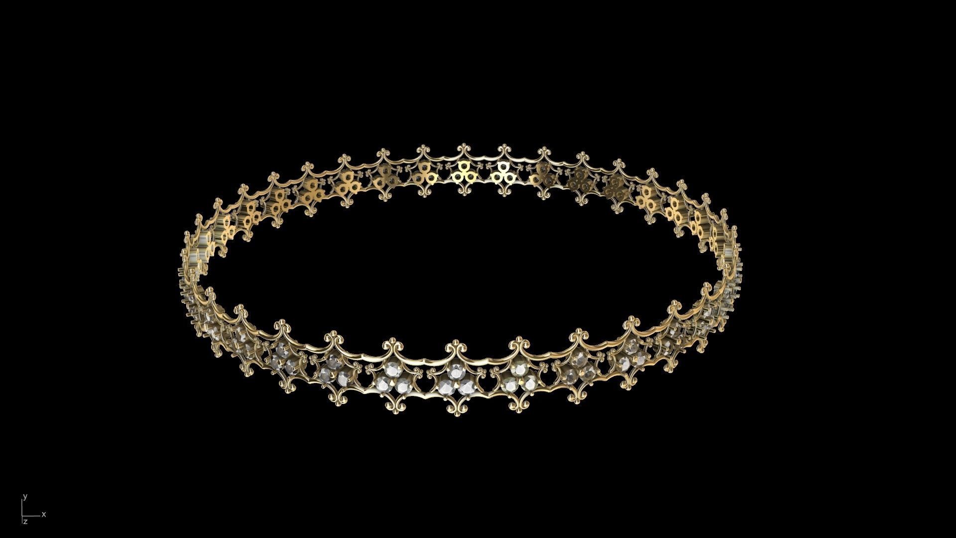 diamond ornament bangle stl verified  3D print model_15