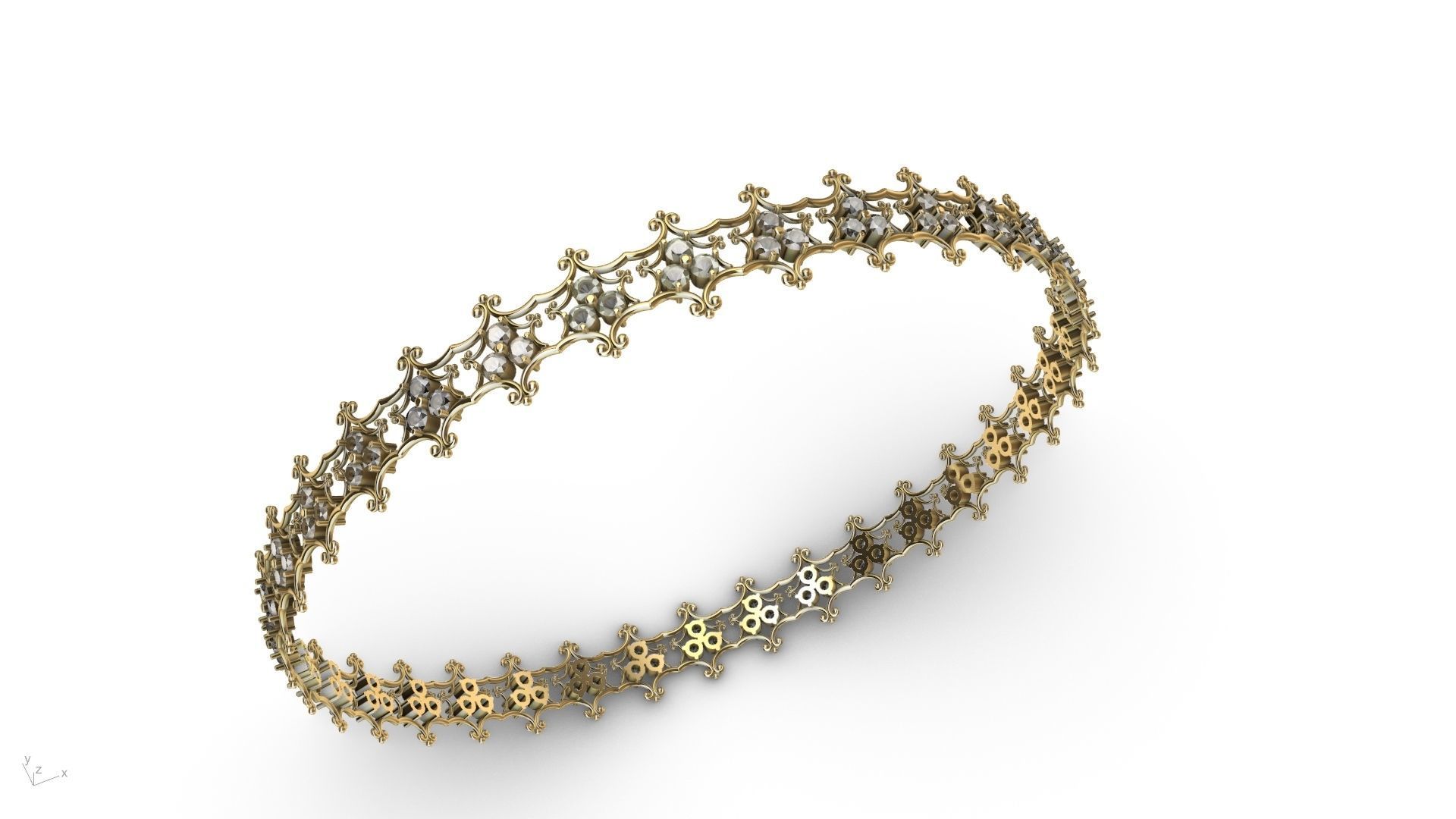 diamond ornament bangle stl verified  3D print model_6