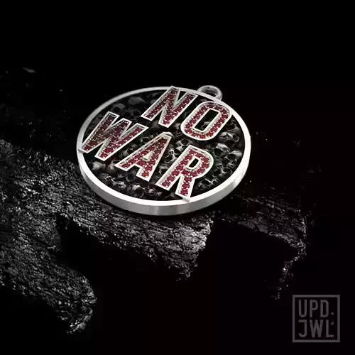 NO WAR Pendant with gems 3D print model 