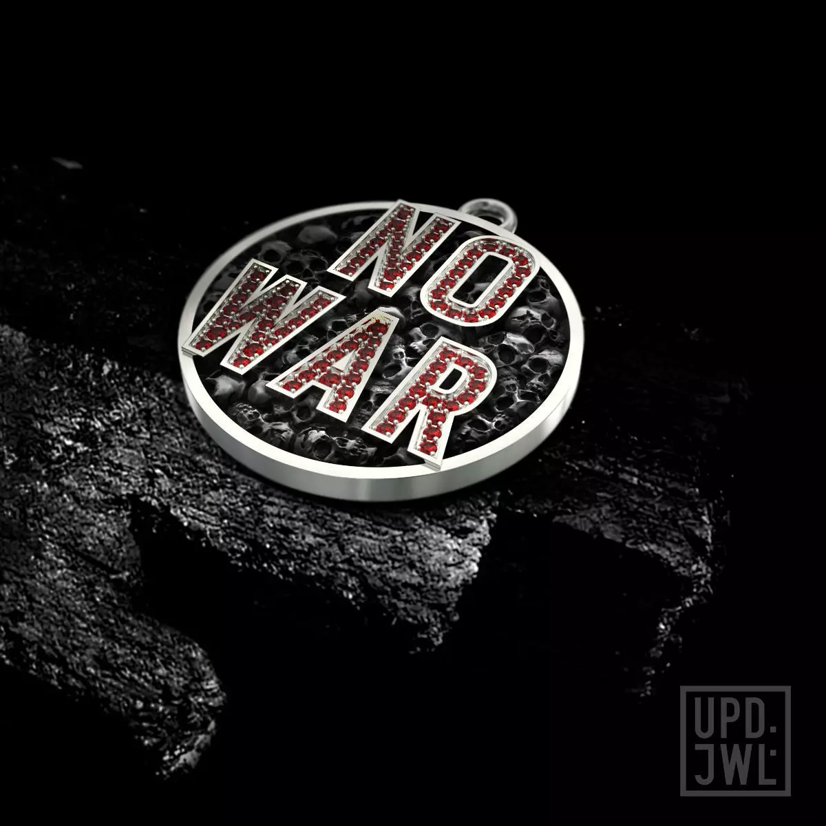 NO WAR Pendant with gems 3D print model 3D print model