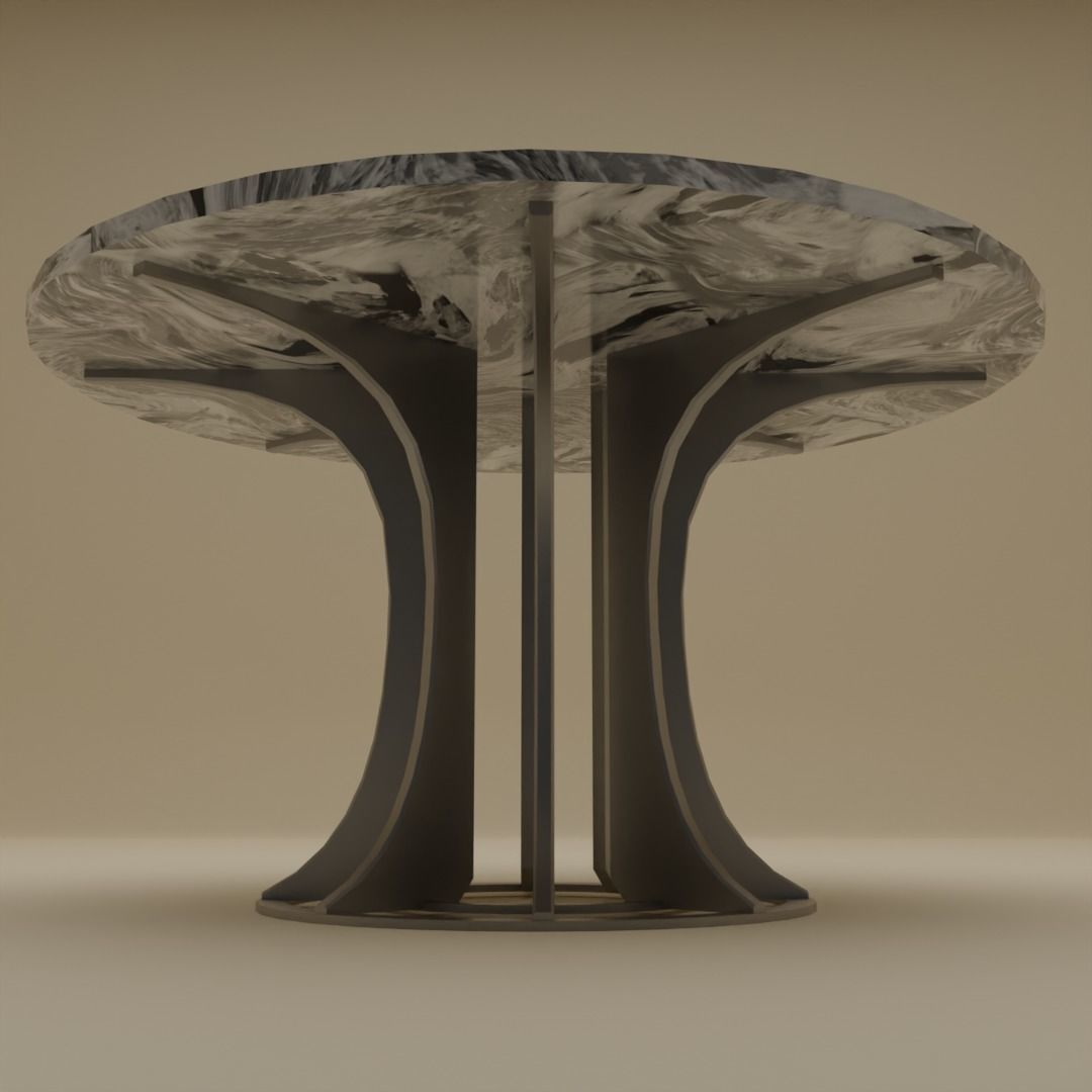 Marble circle table Low-poly 3D model_1