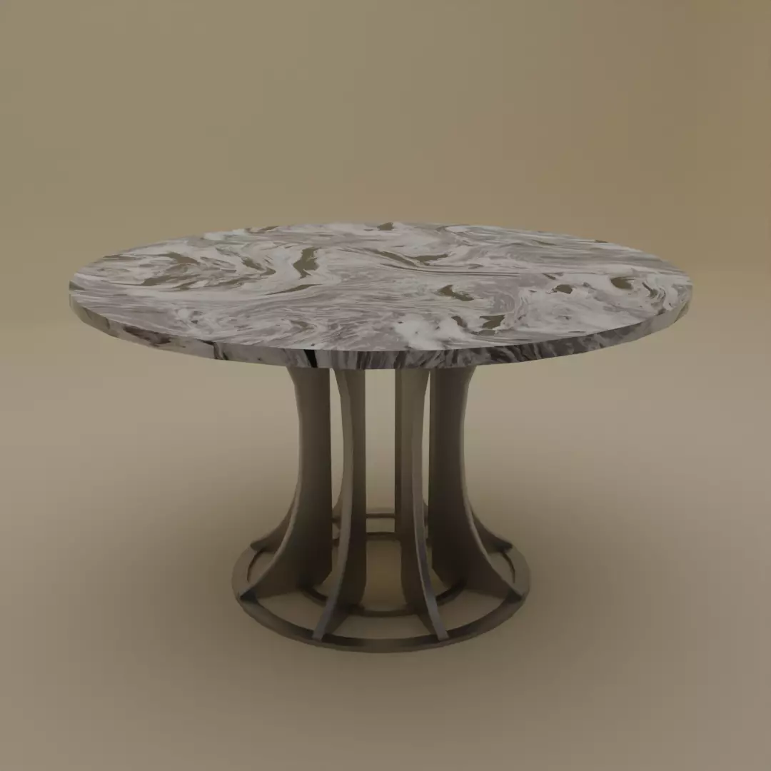 Marble circle table Low-poly 3D model_0