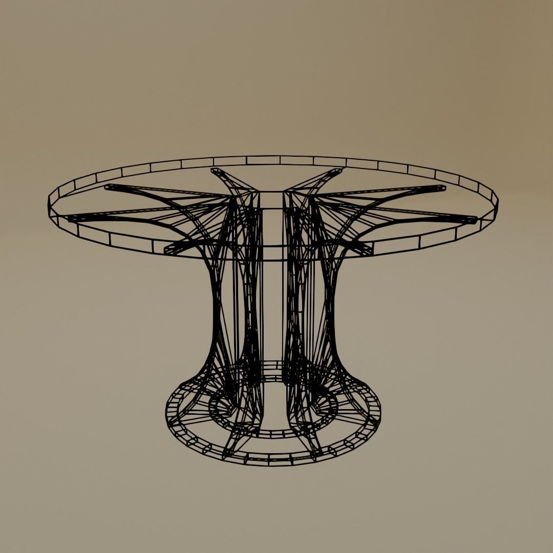 Marble circle table Low-poly 3D model_2