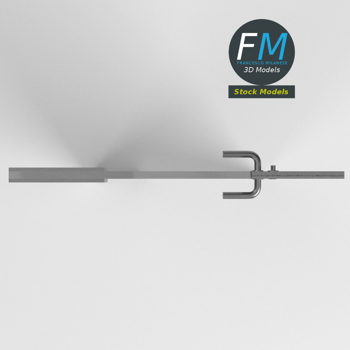 Frameless storefront glass door with door lock 3D model_6