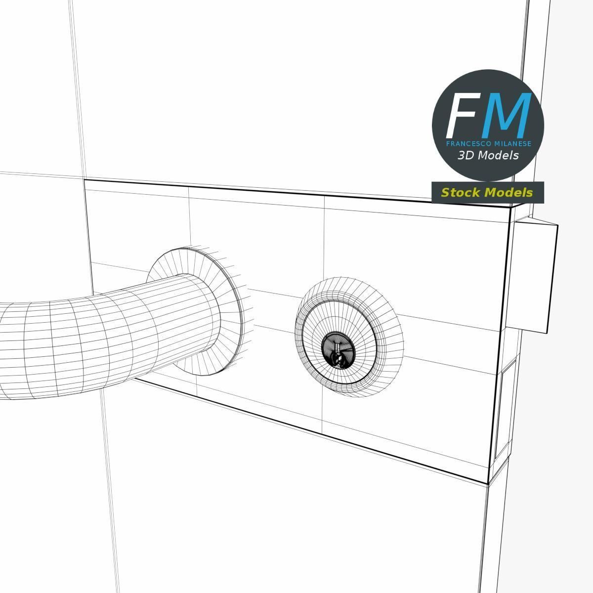 Frameless storefront glass door with door lock 3D model_8