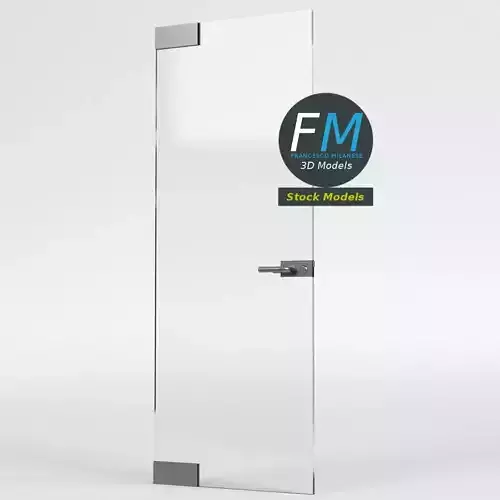 Frameless storefront glass door with door lock 3D model Frameless storefront glass door with door lock 3D model