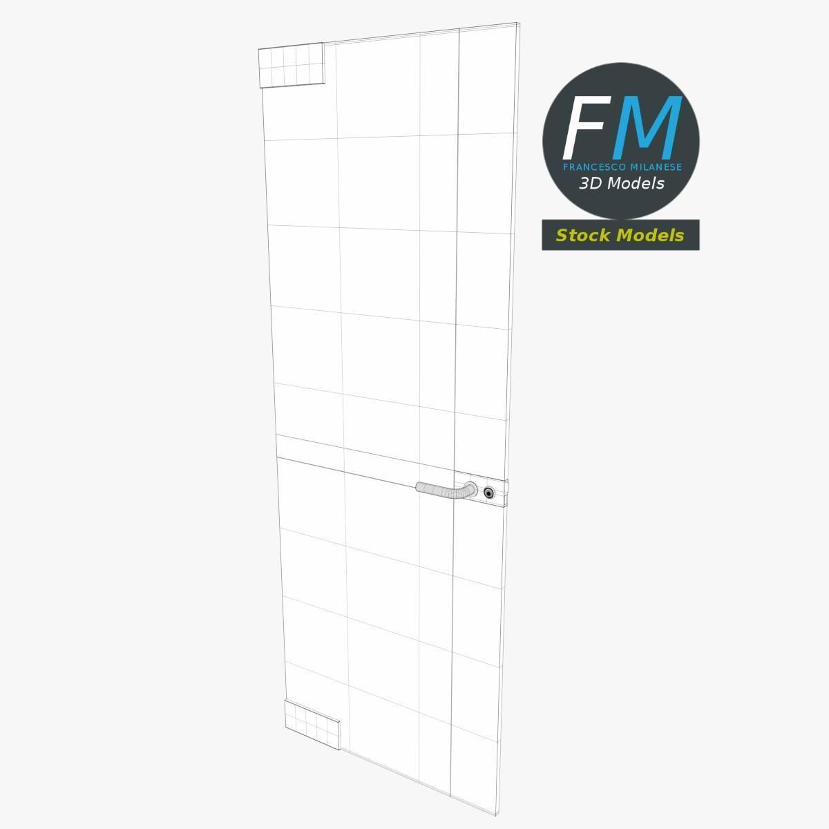 Frameless storefront glass door with door lock 3D model_7