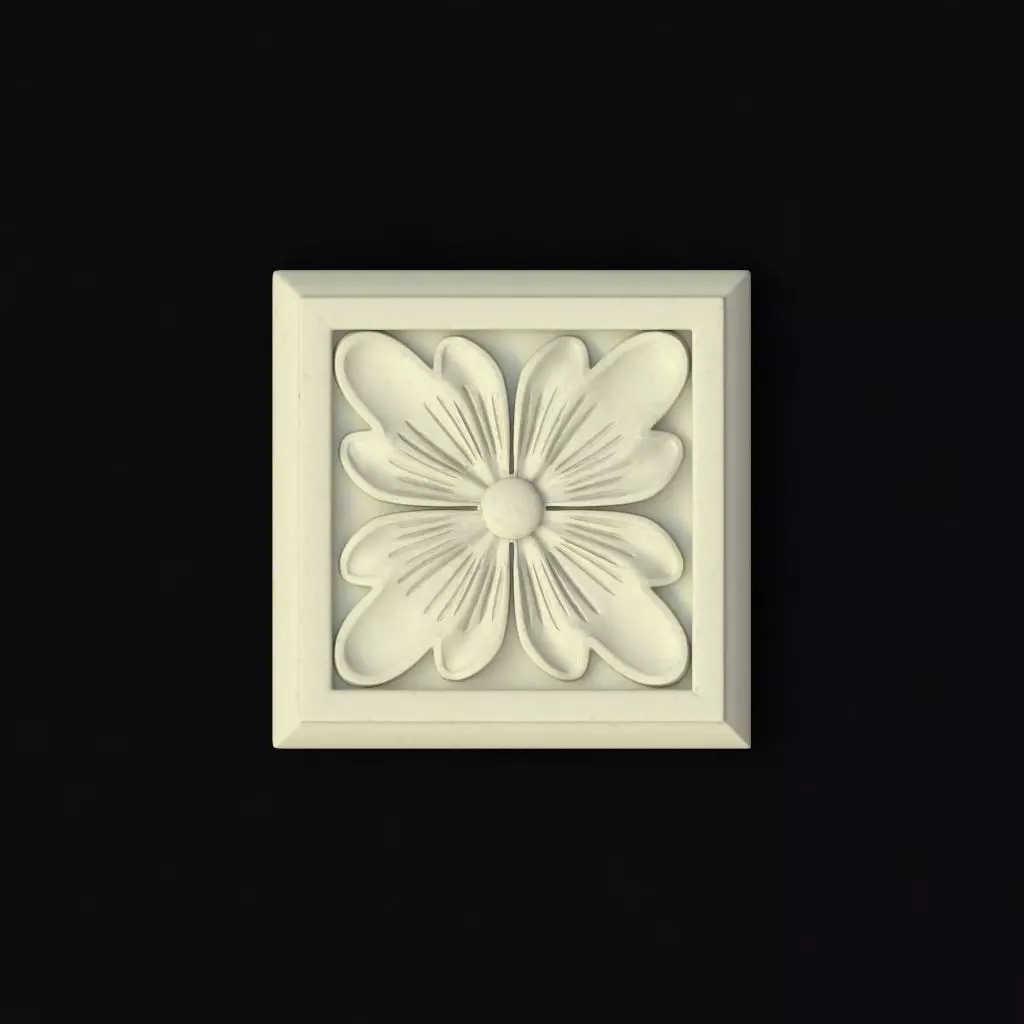 rosette flower on plate 3D model
