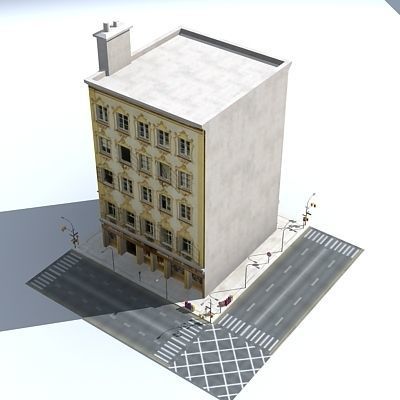 Low poly city block 19 Low-poly 3D model_1