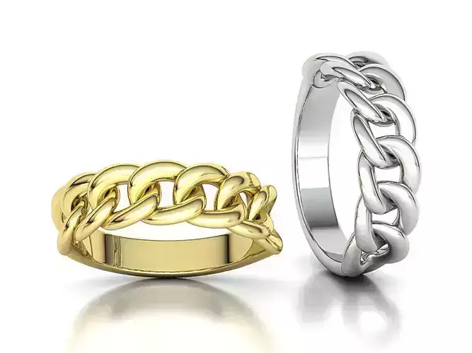 NEW CUBAN RING CHAIN LINKS RING 7mm Wide Band 3D print model