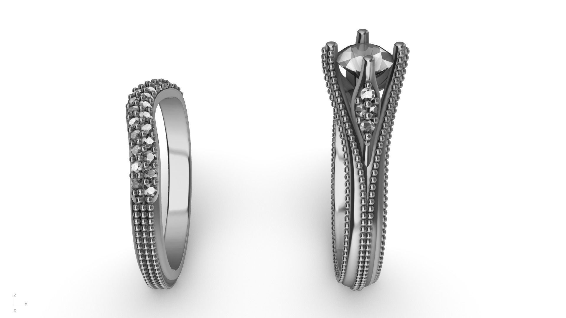 2 Rings Engagement Shadow Band 3D print model_6