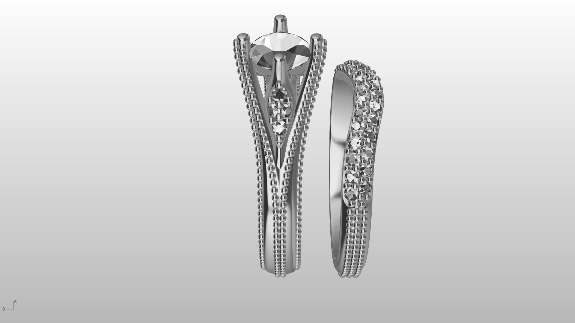 2 Rings Engagement Shadow Band 3D print model_19