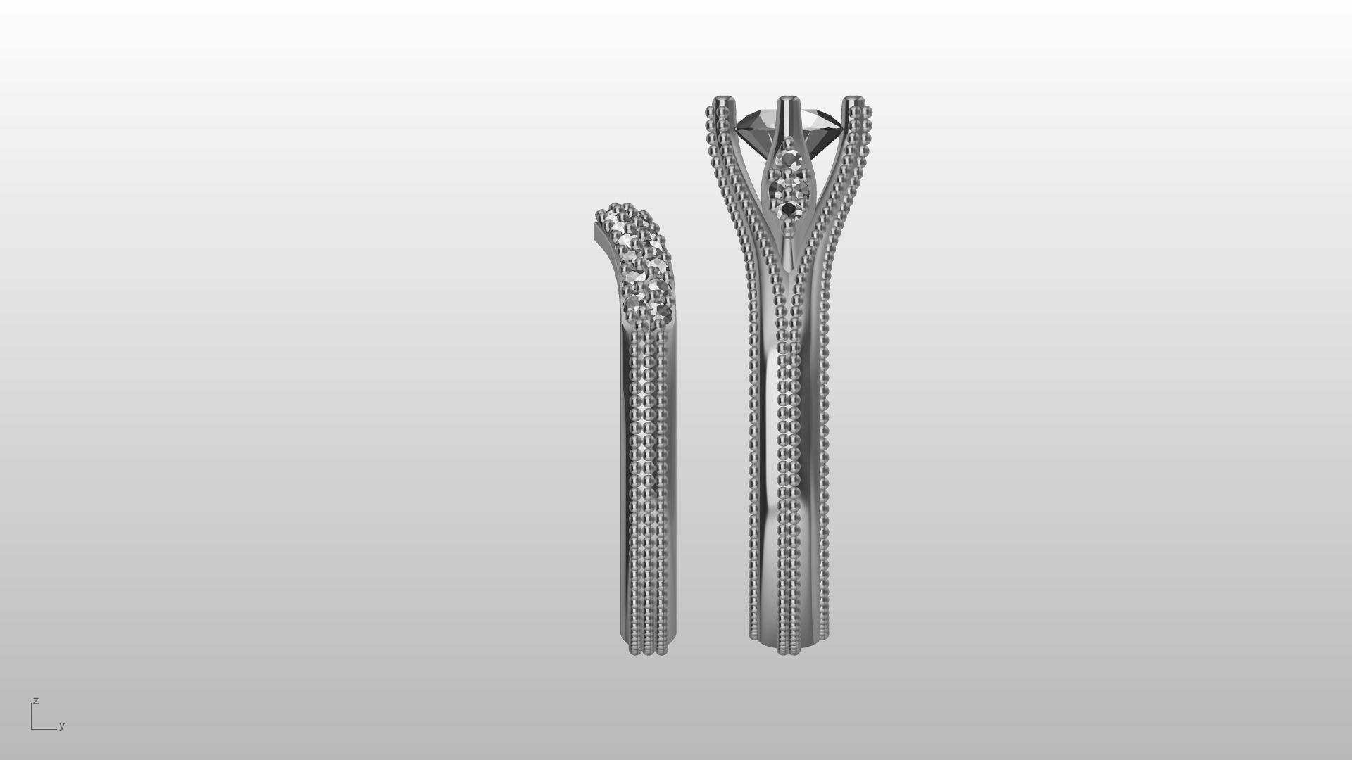 2 Rings Engagement Shadow Band 3D print model_23