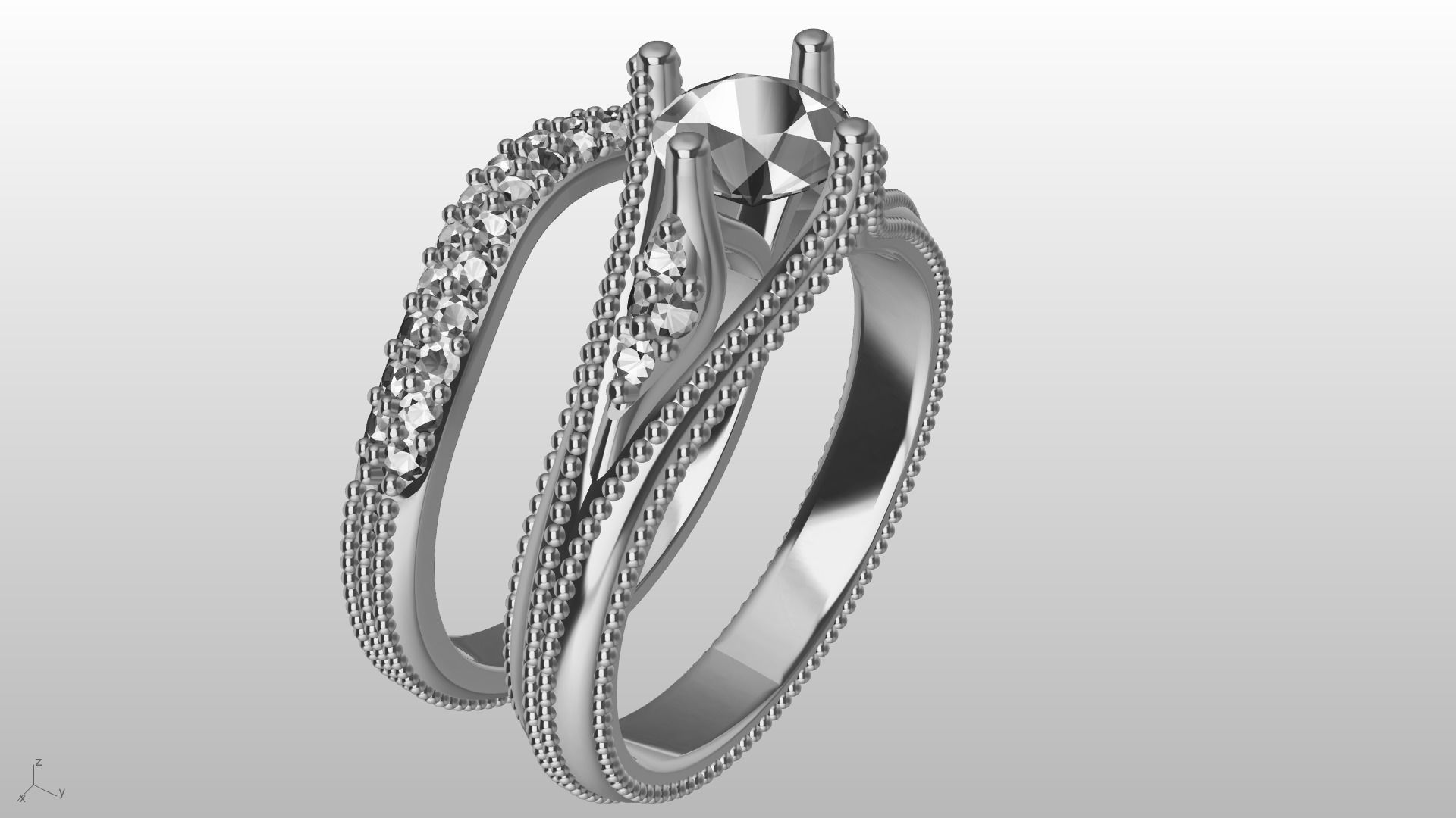 2 Rings Engagement Shadow Band 3D print model_24