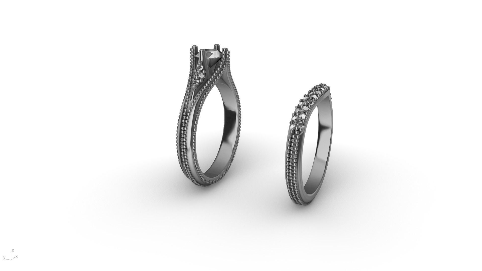 2 Rings Engagement Shadow Band 3D print model_5