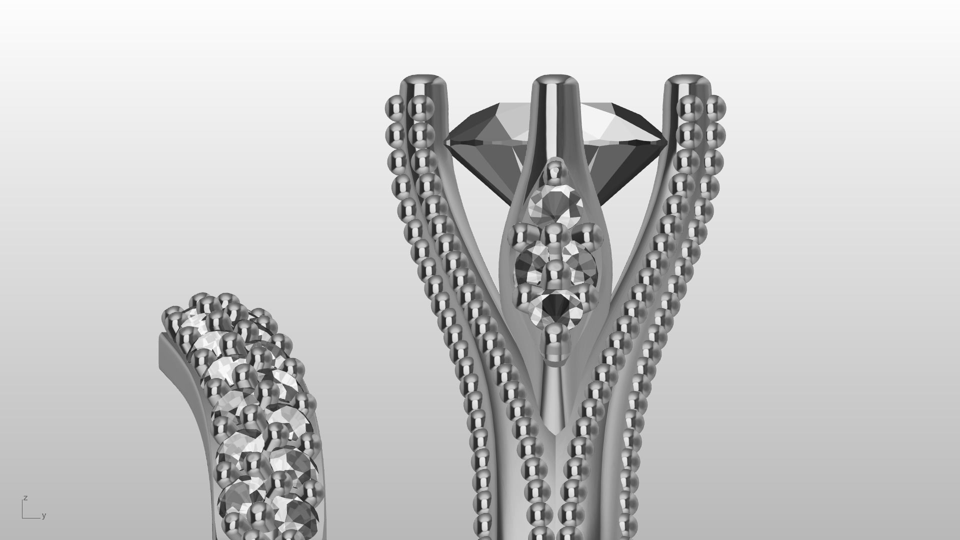 2 Rings Engagement Shadow Band 3D print model_25