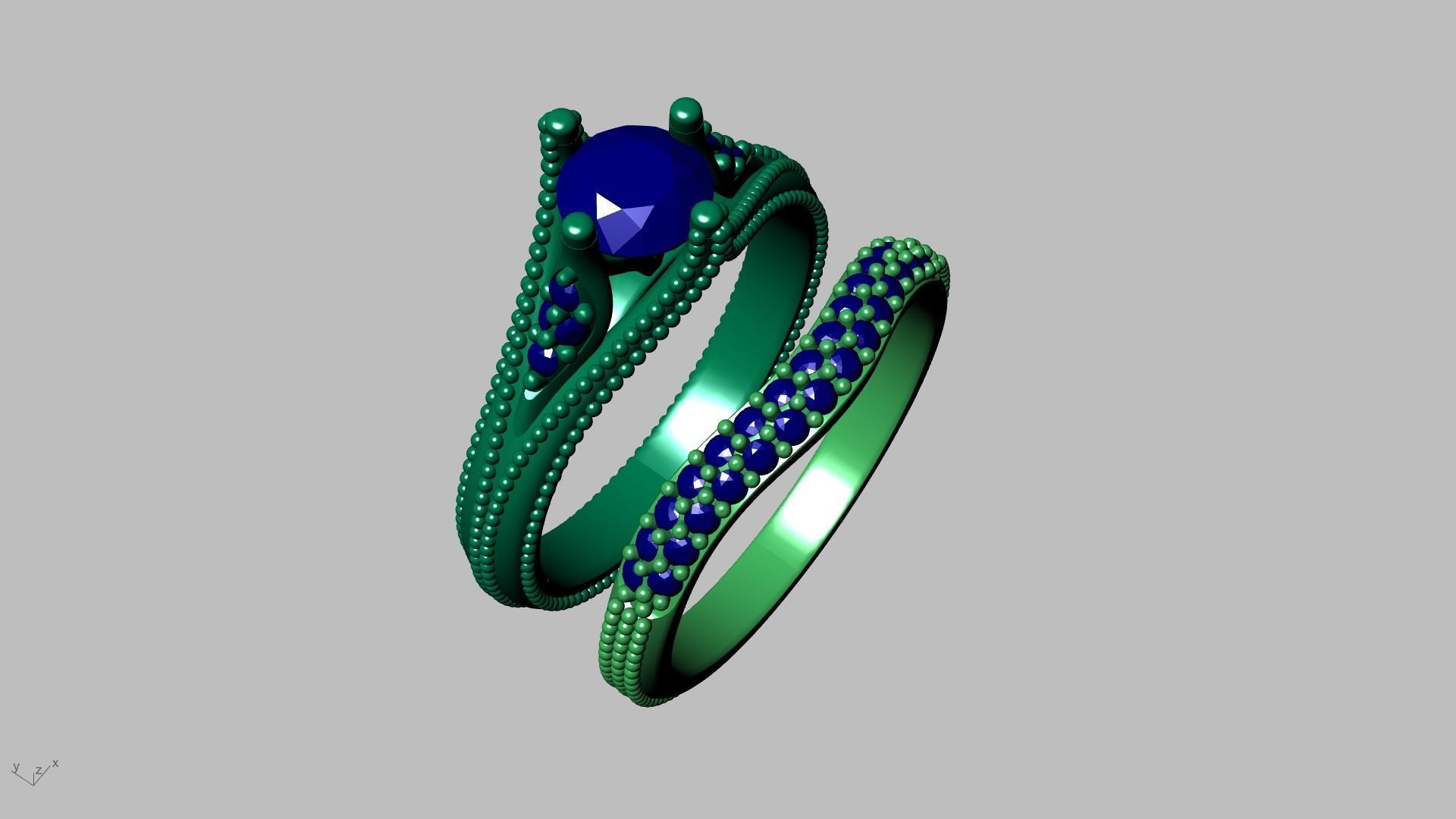 2 Rings Engagement Shadow Band 3D print model_10