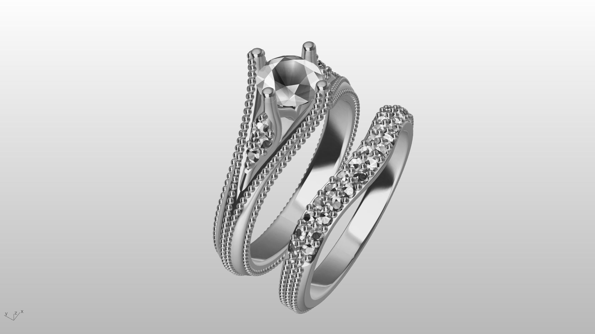 2 Rings Engagement Shadow Band 3D print model_17