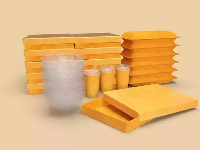 Pizzeria Packagings and Equipment Eco Friendly  PBR Textures 3D model