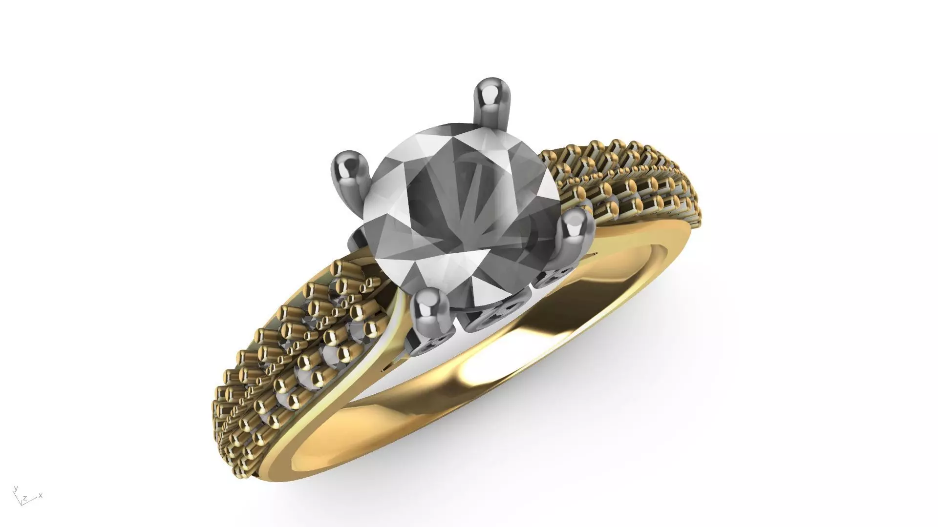 designer two line shank engagement ring stl verified 3D print model