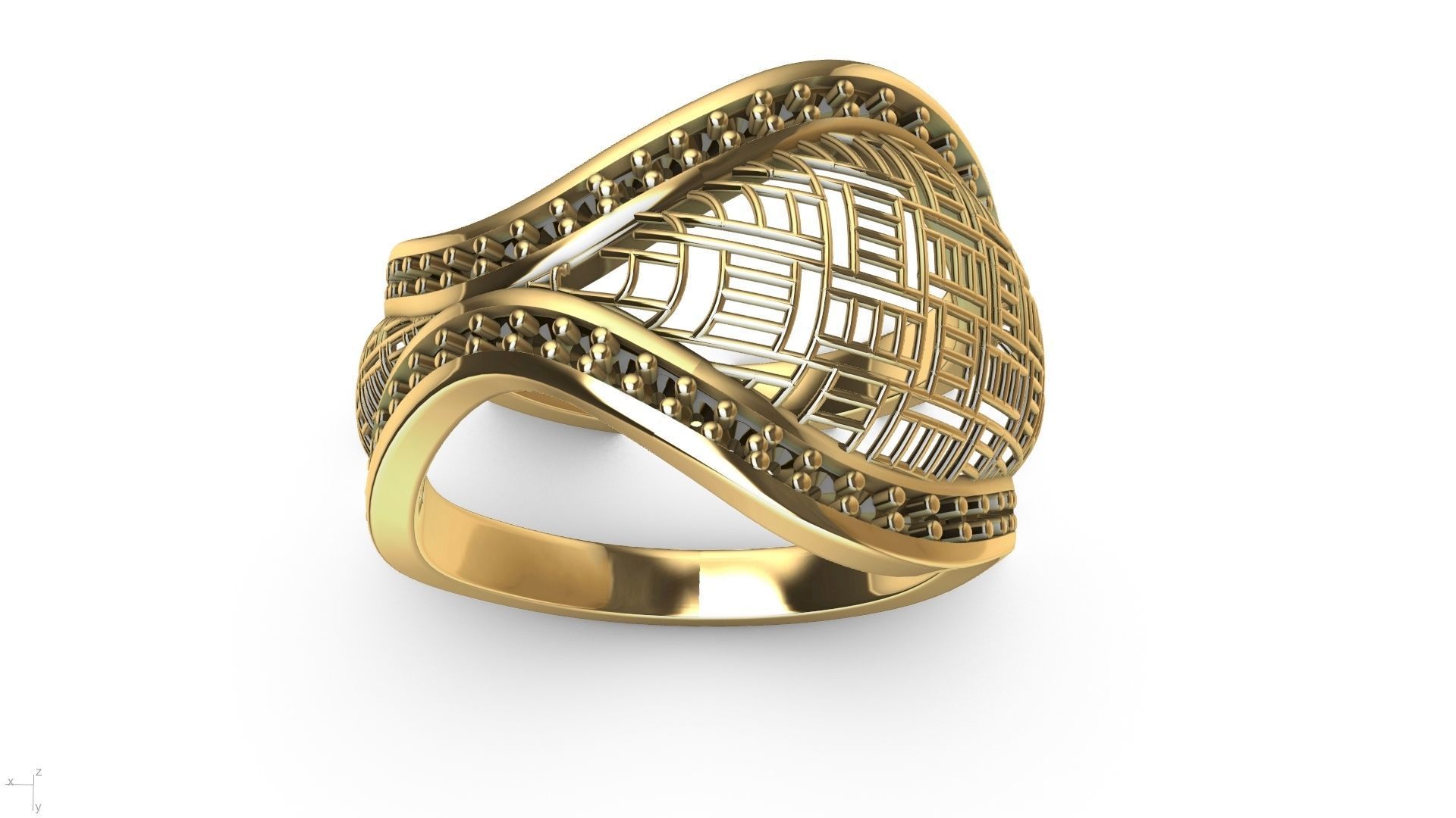 designer diamond abstract jali ring stl verified  3D print model_12