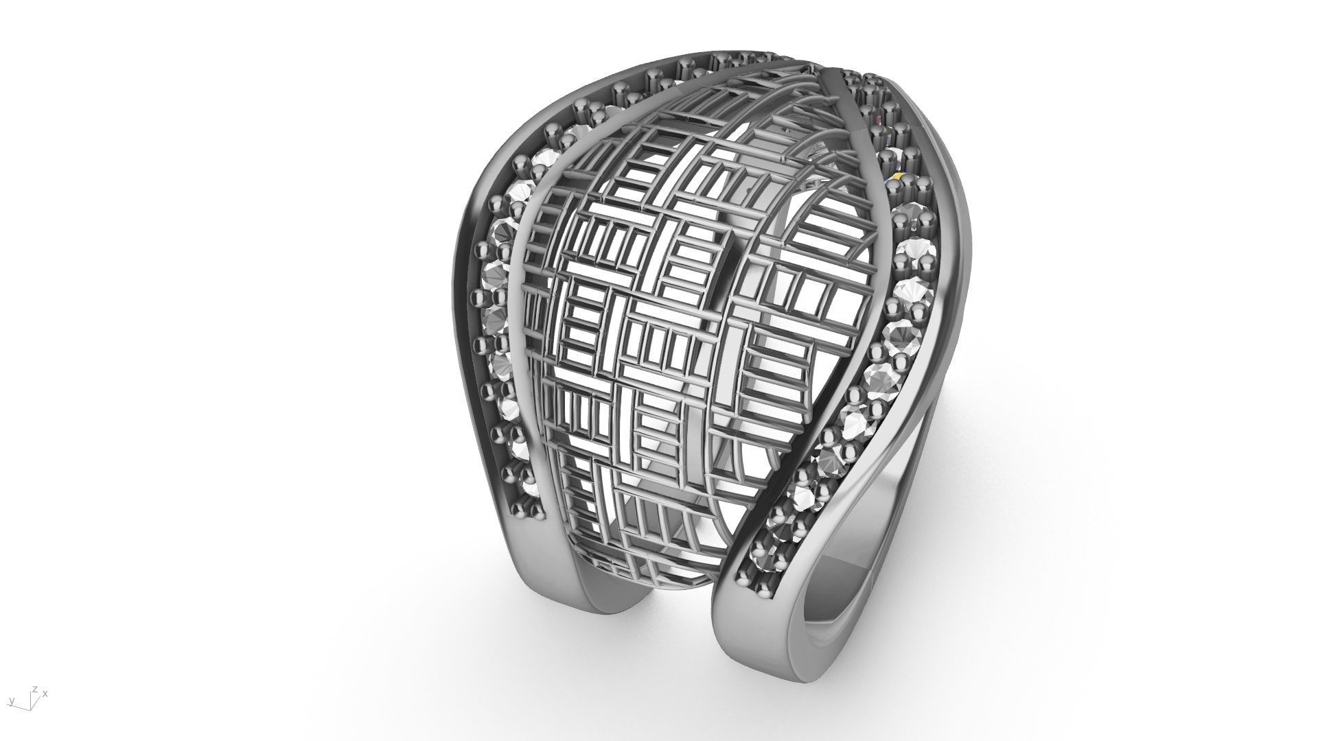 designer diamond abstract jali ring stl verified  3D print model_19