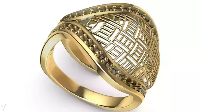 designer diamond abstract jali ring stl verified 