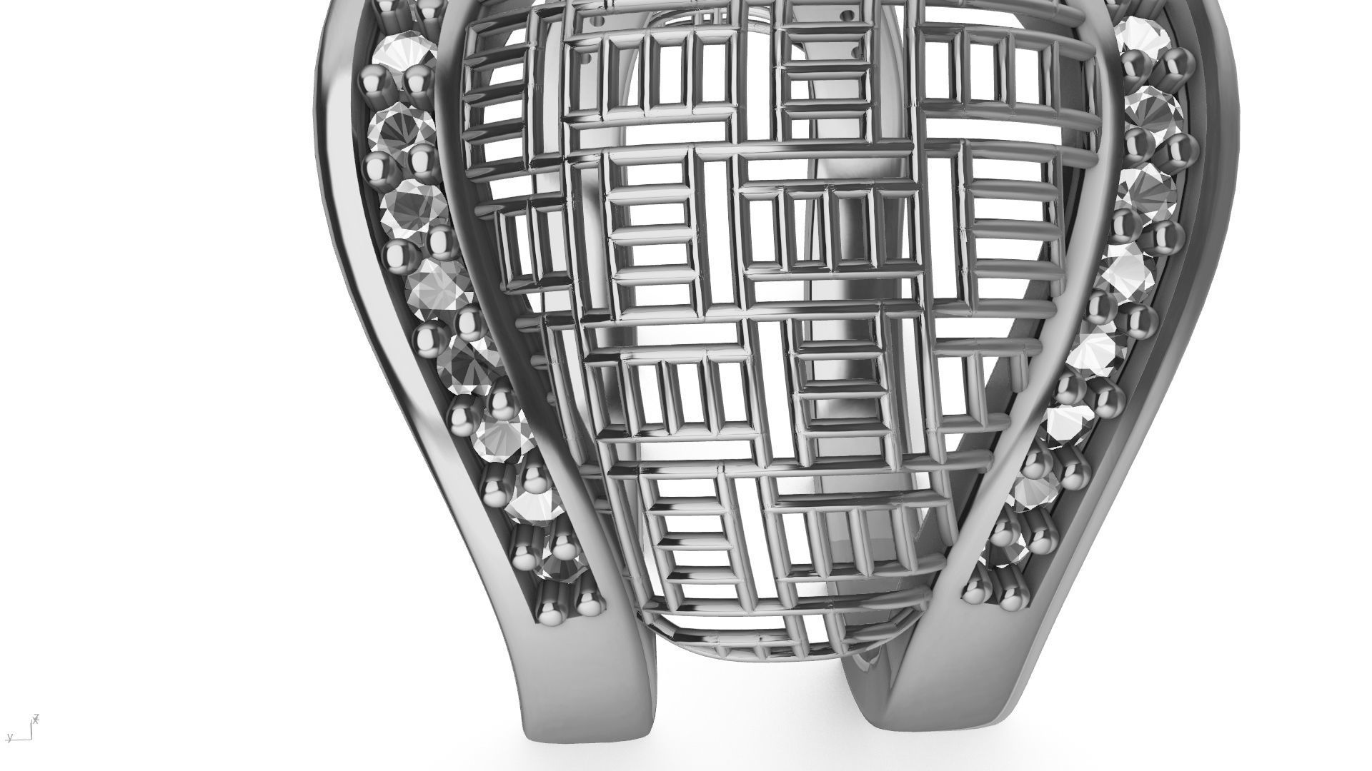 designer diamond abstract jali ring stl verified  3D print model_21