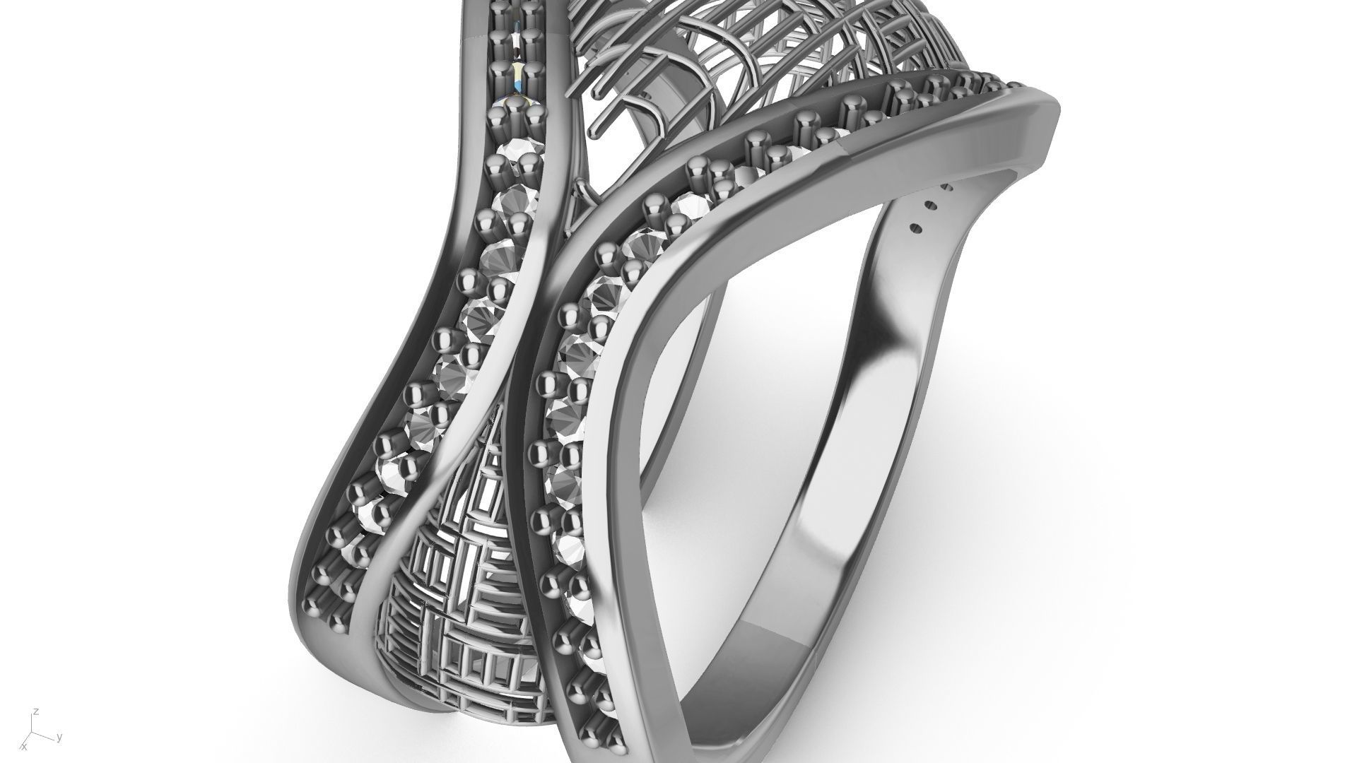 designer diamond abstract jali ring stl verified  3D print model_23