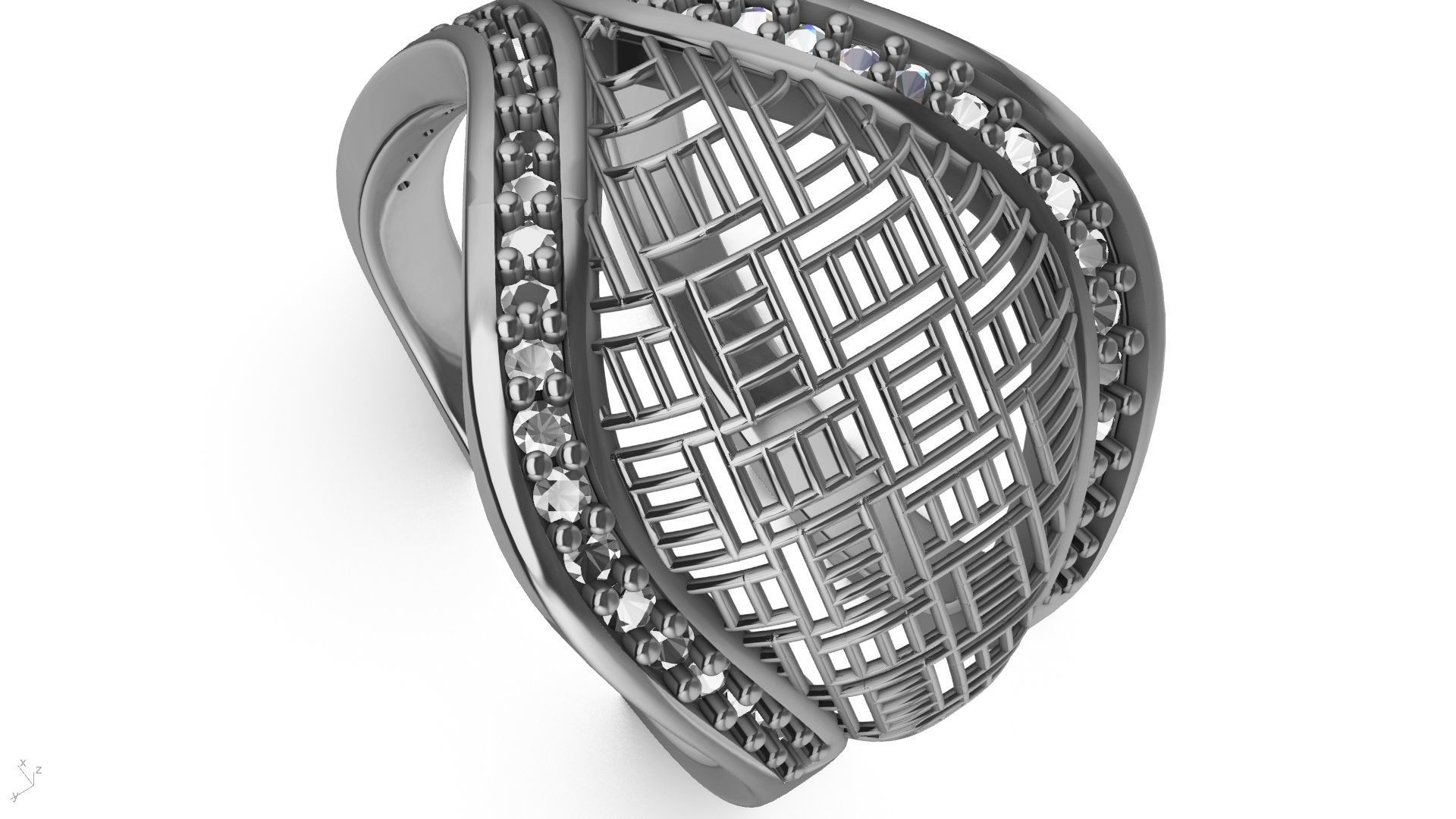 designer diamond abstract jali ring stl verified  3D print model_22