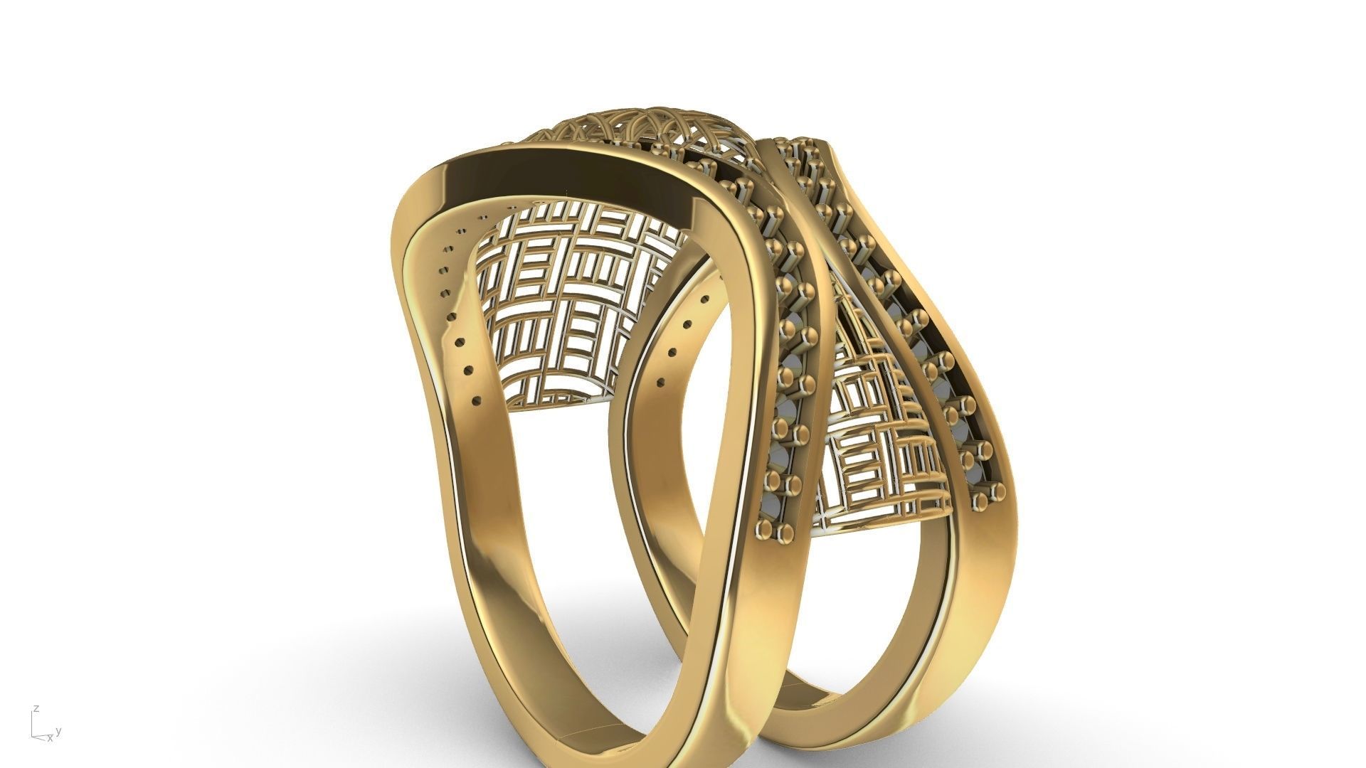designer diamond abstract jali ring stl verified  3D print model_4