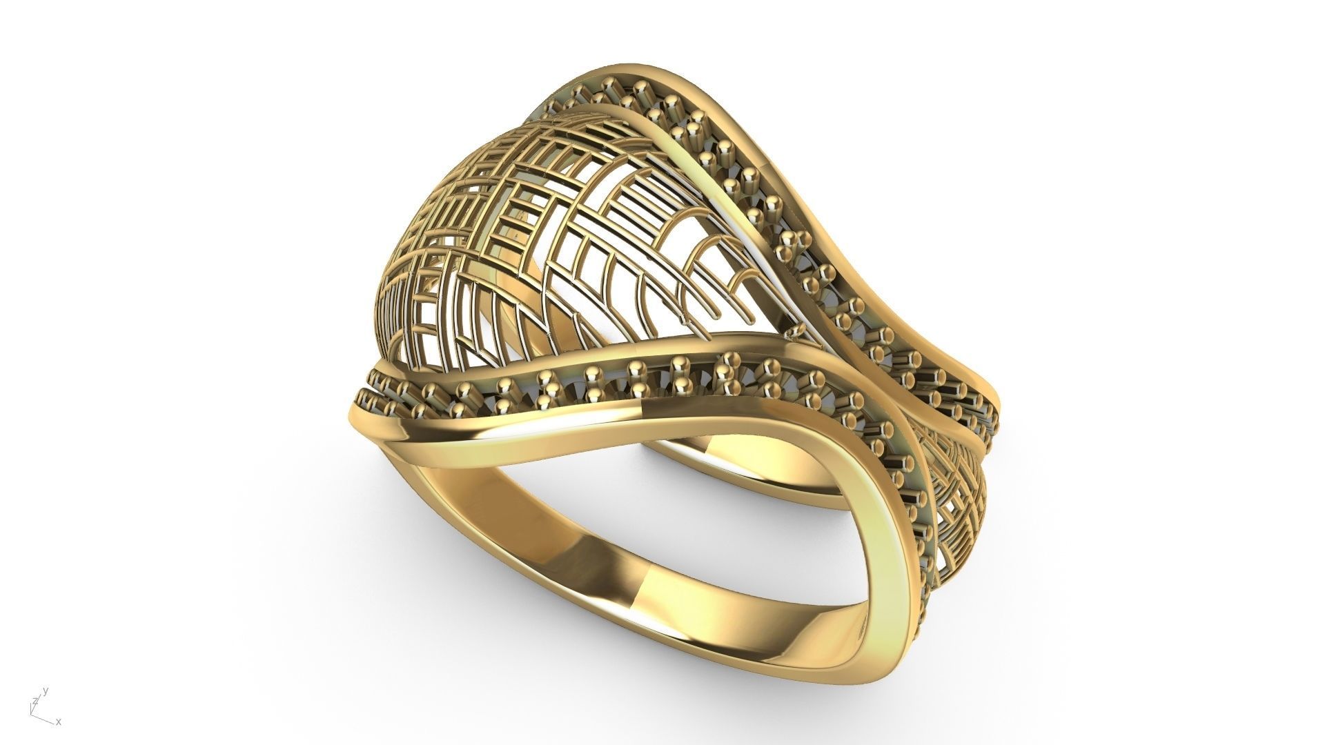 designer diamond abstract jali ring stl verified  3D print model_13